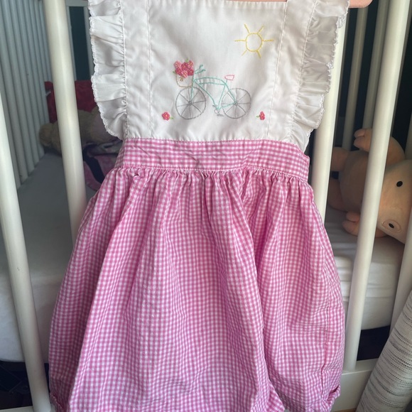 Petit Ami Pink and White Gingham pinafore - Picture 1 of 4